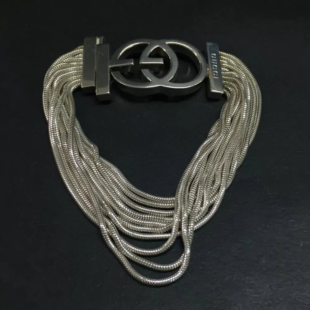 Gucci Interlocking G Logo Multi-Strand Silver Bra… - image 4